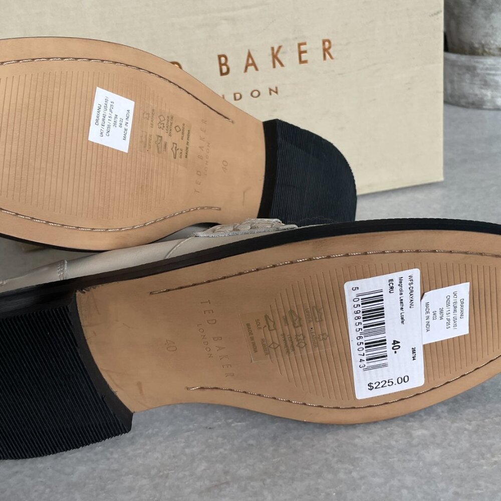 TED BAKER WOMEN'S DRAYANU MAGNOLIA ACCENT LOAFERS IN ECRU, SZ 40 - Picture 12 of 12